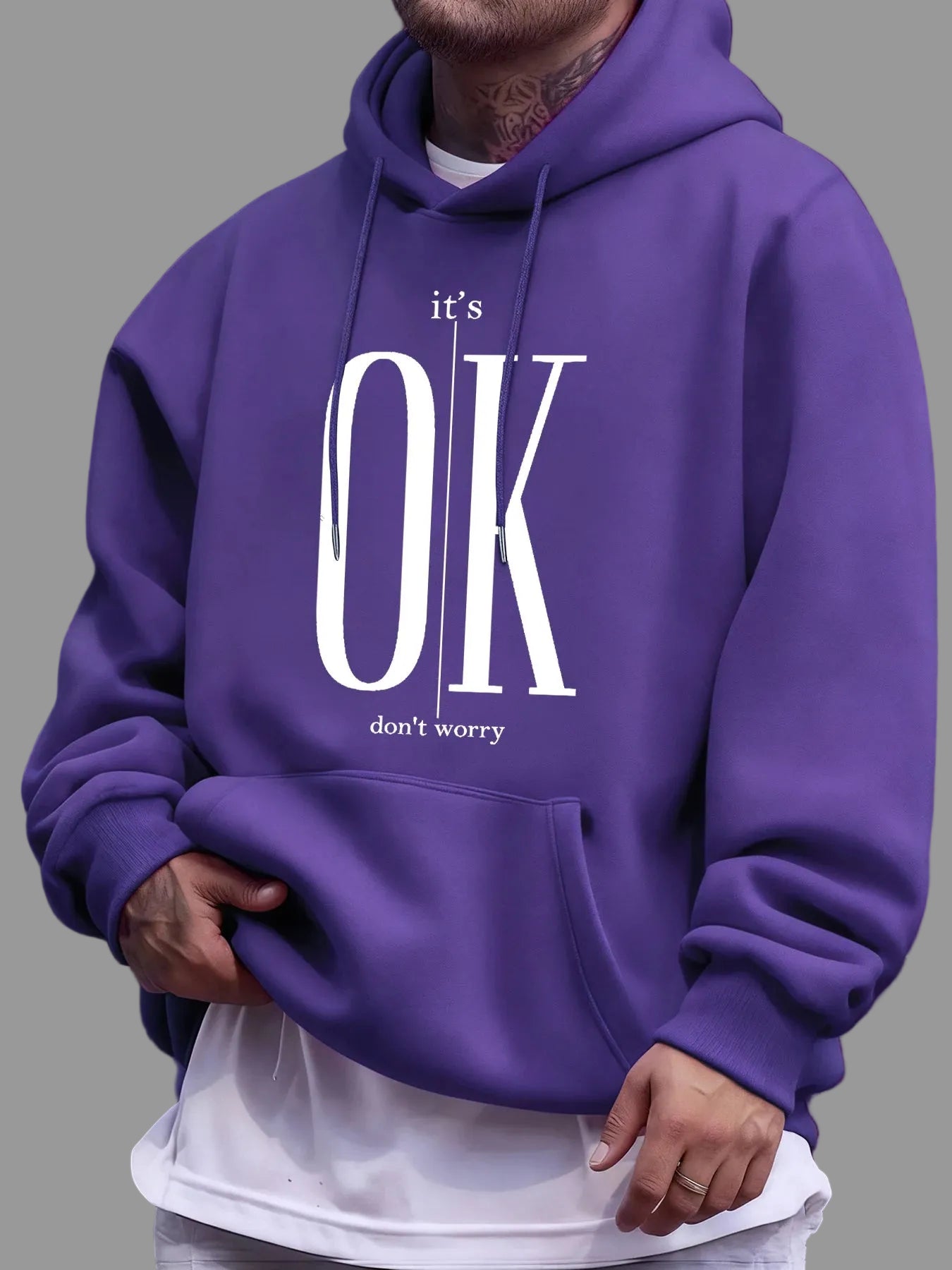 Fleece Text Print Hoodie