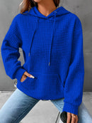 Women's Waffle Knit Hoodie | Lightweight Loose Fit Pullover Sweatshirt