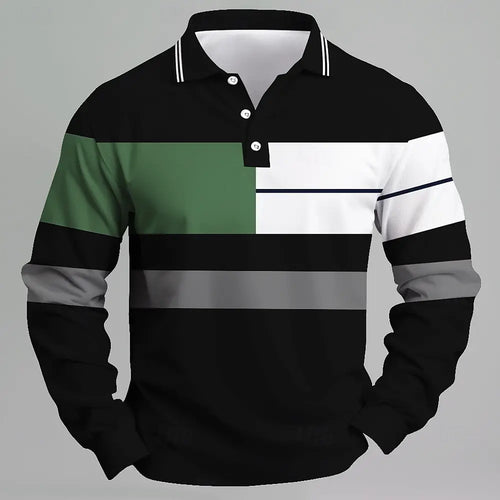 Men's Breathable Polo Shirt – Quick-Dry Color Block Casual Top