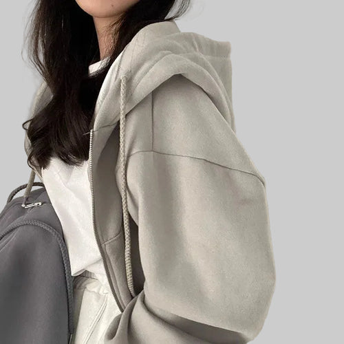Zip Crop Hoodie – Minimal Y2K Streetwear