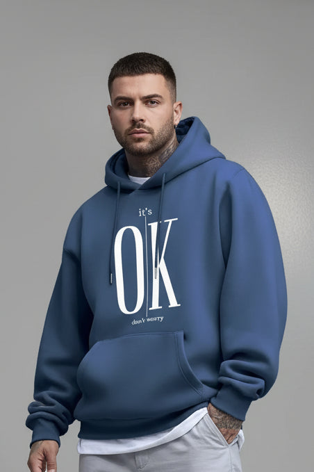 Fleece Text Print Hoodie