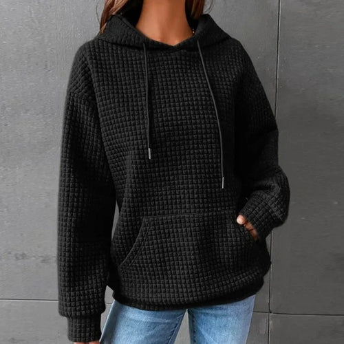 Women's Waffle Knit Hoodie | Lightweight Loose Fit Pullover Sweatshirt