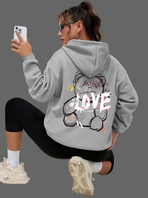Graffiti Bear Print Hoodie