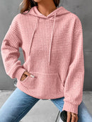 Women's Waffle Knit Hoodie | Lightweight Loose Fit Pullover Sweatshirt