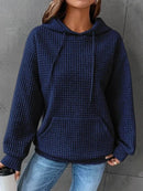 Women's Waffle Knit Hoodie | Lightweight Loose Fit Pullover Sweatshirt