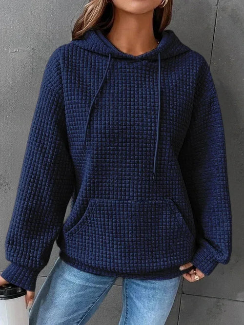 Women's Waffle Knit Hoodie | Lightweight Loose Fit Pullover Sweatshirt