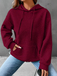 Women's Waffle Knit Hoodie | Lightweight Loose Fit Pullover Sweatshirt
