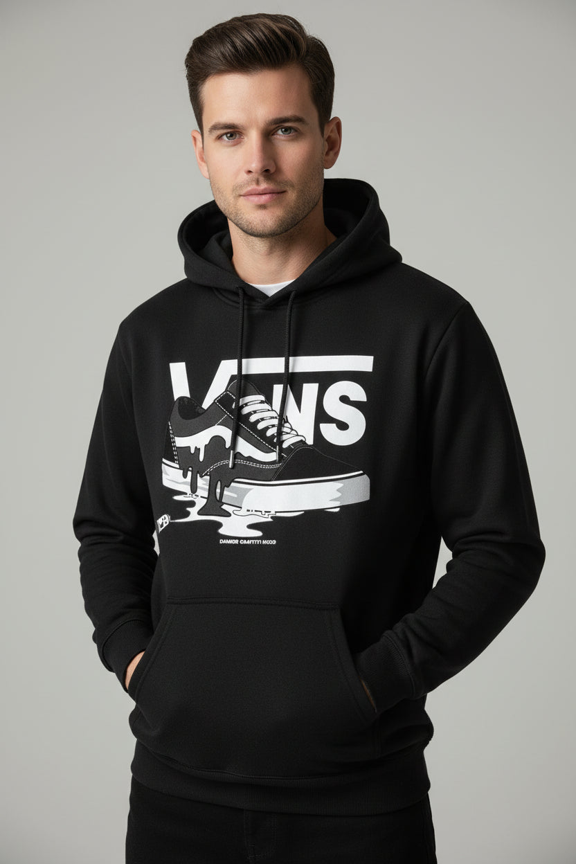 Men's Harajuku Print Fleece Hoodie | Hip Hop Loose Fit Pullover Sweatshirt