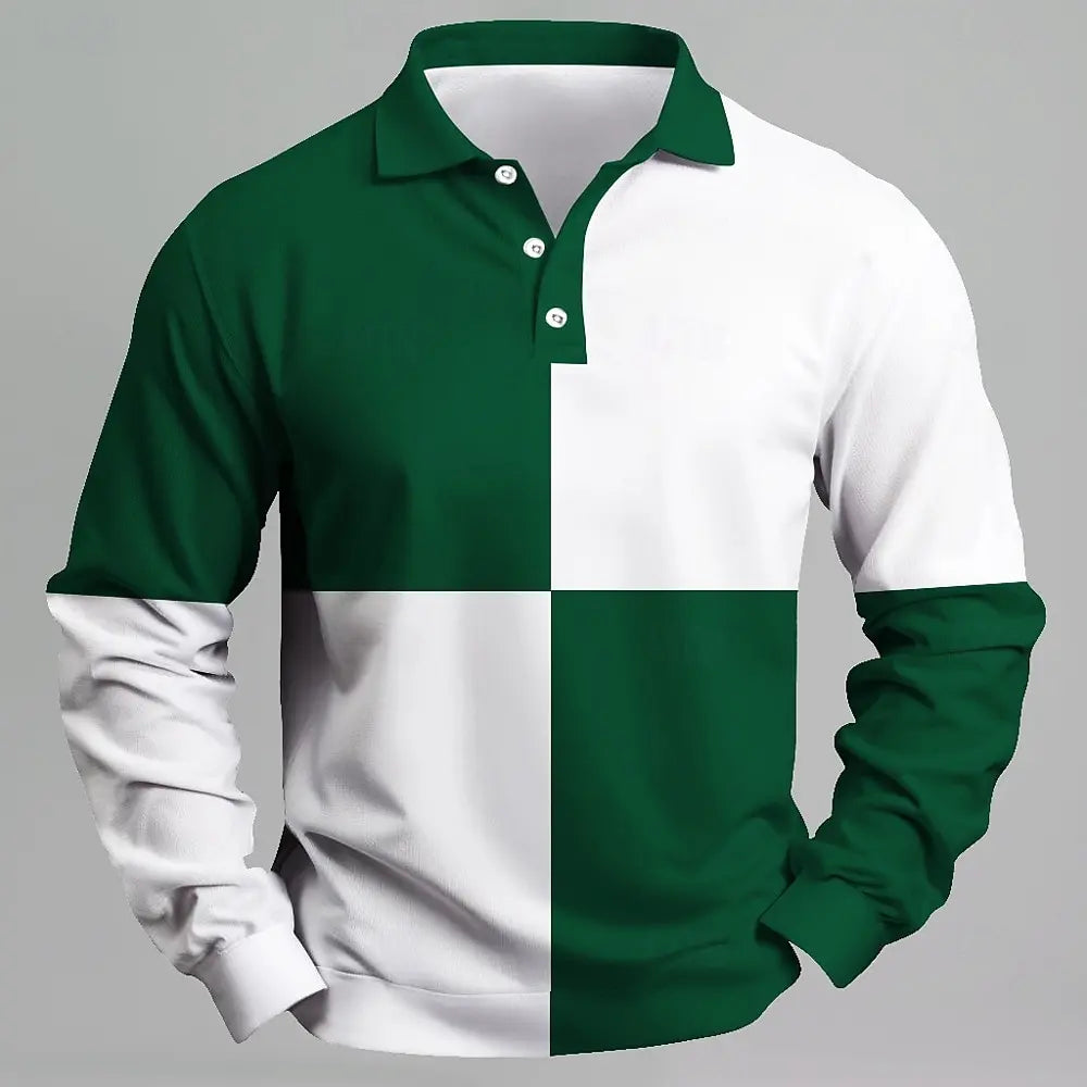 Men's Breathable Polo Shirt – Quick-Dry Color Block Casual Top