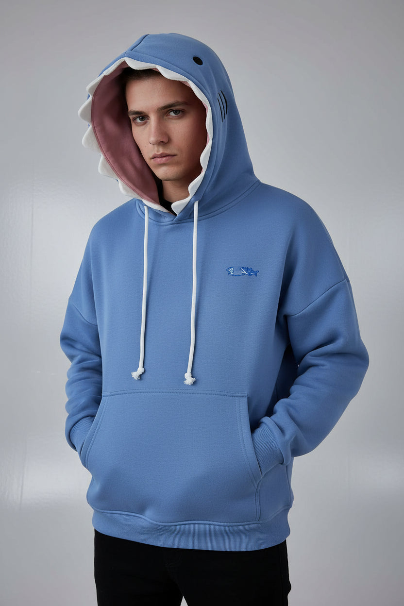 Shark Cartoon Pullover Hoodie