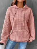 Women's Waffle Knit Hoodie | Lightweight Loose Fit Pullover Sweatshirt