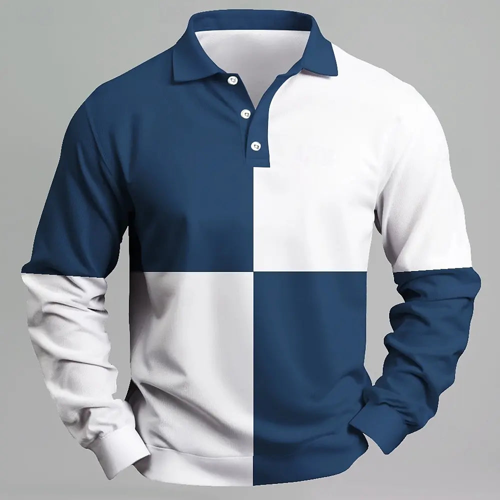 Men's Breathable Polo Shirt – Quick-Dry Color Block Casual Top
