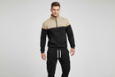 Two-tone hoodie and black cargo pants on a white background