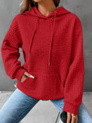 Women's Waffle Knit Hoodie | Lightweight Loose Fit Pullover Sweatshirt