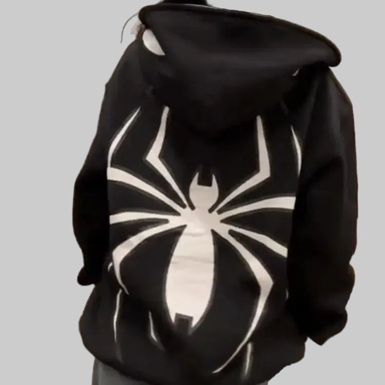 Urban Web Zip Hoodie – Oversized Y2K Streetwear