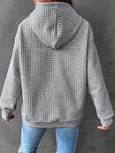 Women's Waffle Knit Hoodie | Lightweight Loose Fit Pullover Sweatshirt
