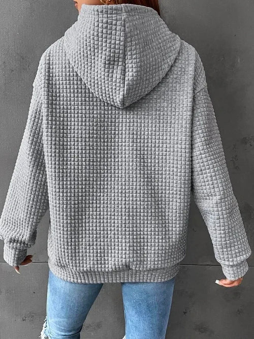 Women's Waffle Knit Hoodie | Lightweight Loose Fit Pullover Sweatshirt