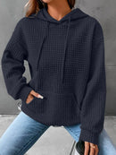 Women's Waffle Knit Hoodie | Lightweight Loose Fit Pullover Sweatshirt