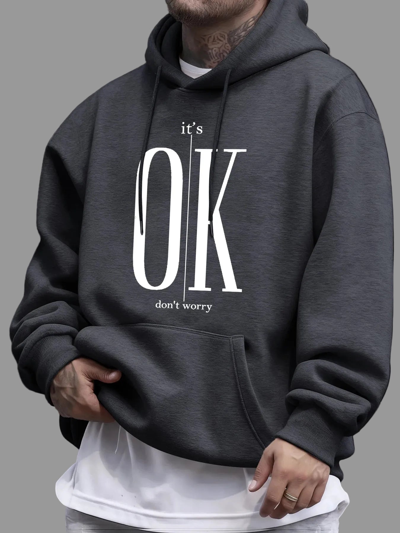 Fleece Text Print Hoodie