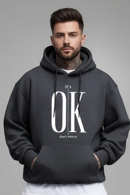 Fleece Text Print Hoodie