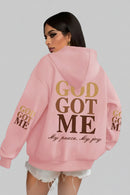 Women's 'God Got Me' Oversized Fleece Hoodie