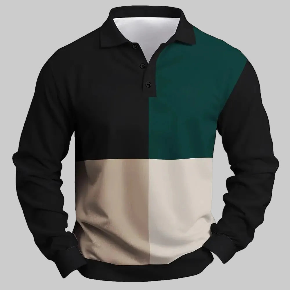 Men's Breathable Polo Shirt – Quick-Dry Color Block Casual Top