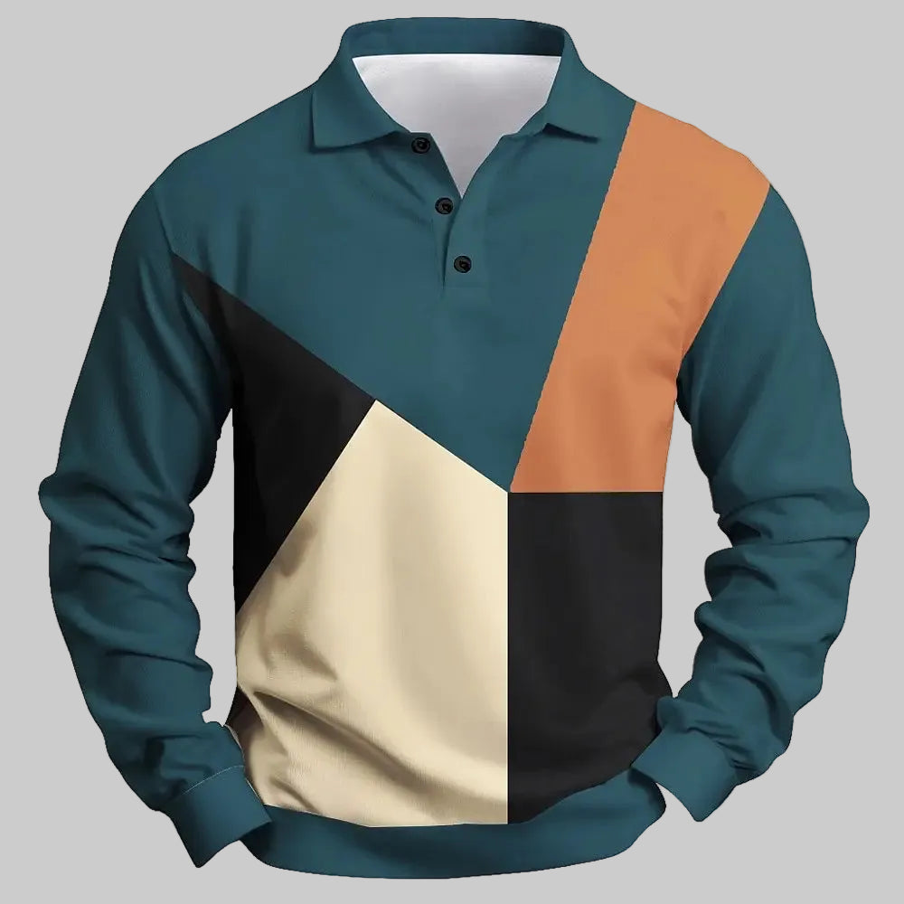 Men's Breathable Polo Shirt – Quick-Dry Color Block Casual Top