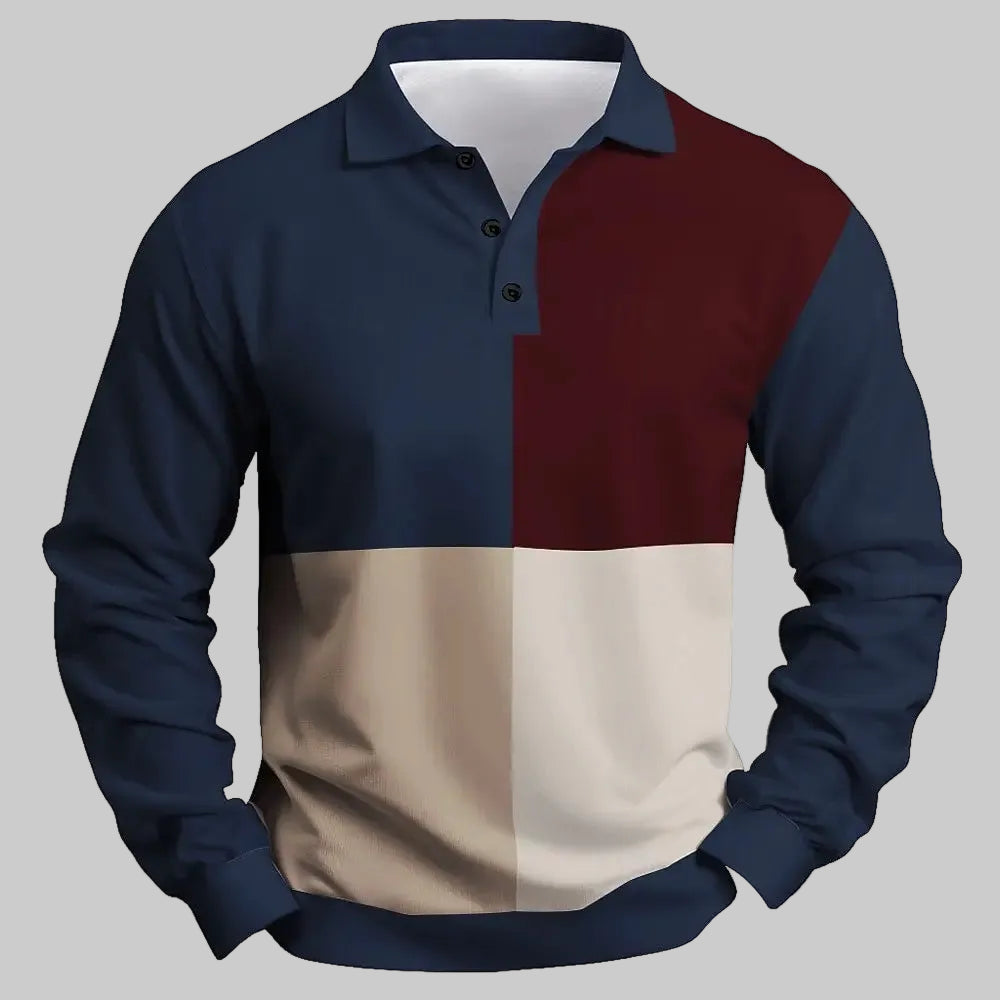Men's Breathable Polo Shirt – Quick-Dry Color Block Casual Top