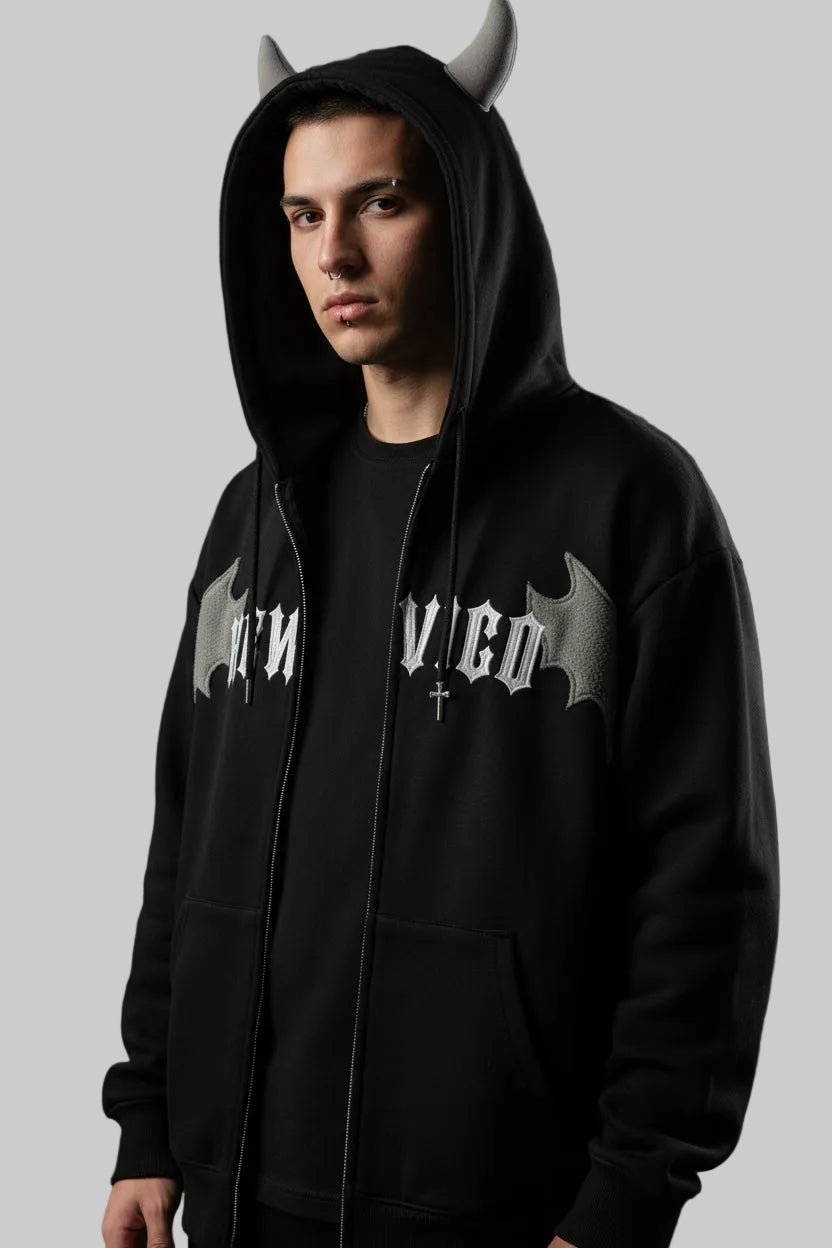 Dark Aesthetic Zip-Up Hoodie | Y2K Harajuku Grunge Streetwear for Men & Women