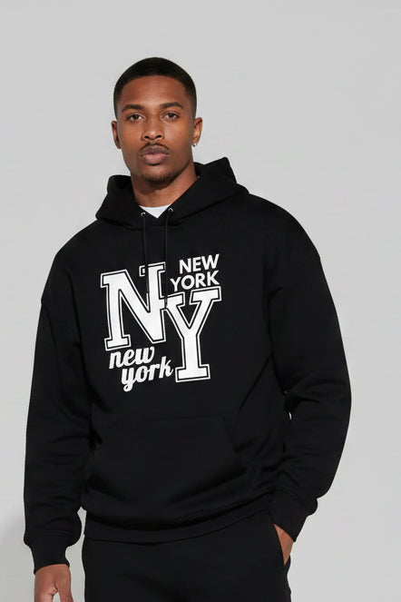 Heavy Fleece Letter Hoodie