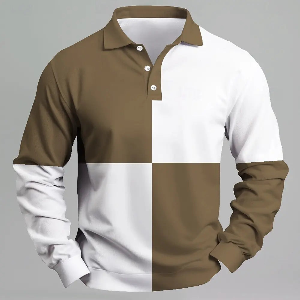 Men's Breathable Polo Shirt – Quick-Dry Color Block Casual Top