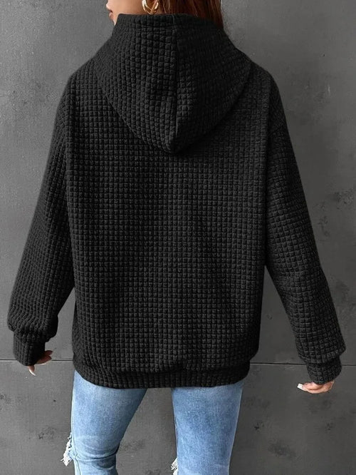 Women's Waffle Knit Hoodie | Lightweight Loose Fit Pullover Sweatshirt