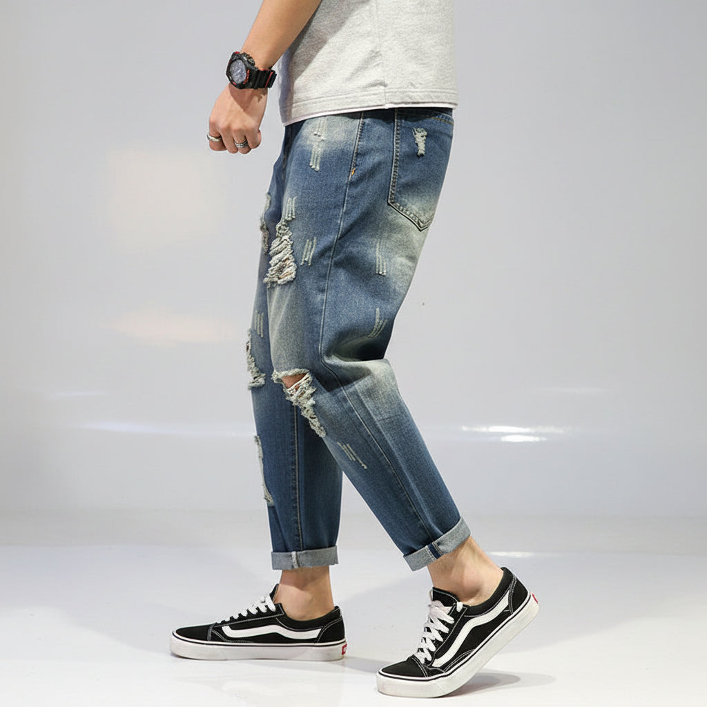 Men's Wide-Leg Cropped Jeans