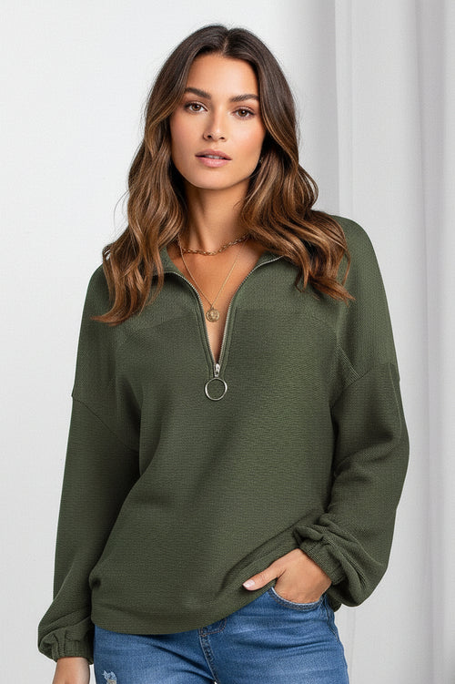 Zip V-Neck Streetwear Sweatshirt
