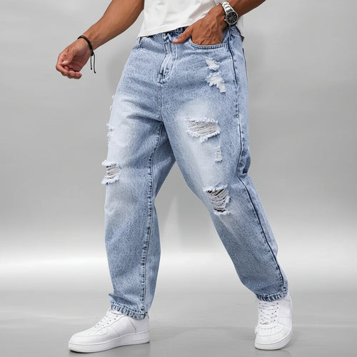 Men's Ripped Straight Jeans