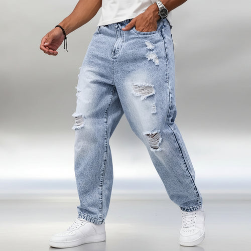 Men's Ripped Straight Jeans