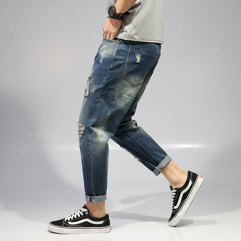 Men's Wide-Leg Cropped Jeans