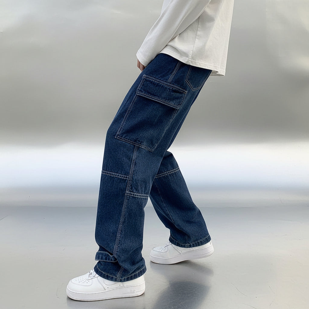 Men's Wide-Leg Linen Jeans