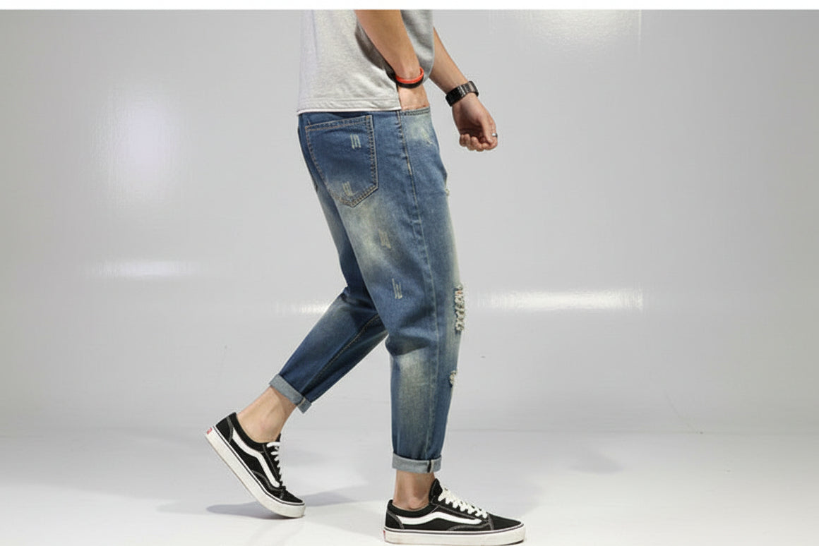 Men's Wide-Leg Cropped Jeans