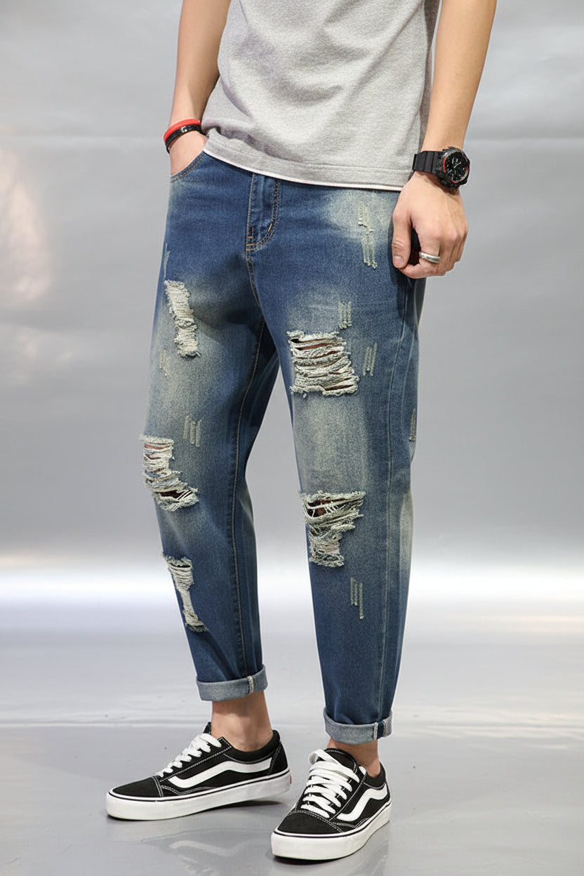 Men's Wide-Leg Cropped Jeans
